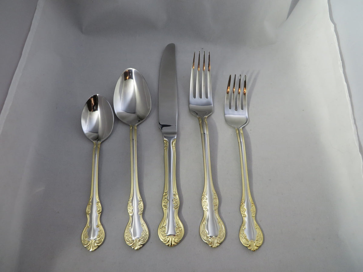 Euro Westchester Gold Accent 20 Piece Flatware Set, Service for 4
