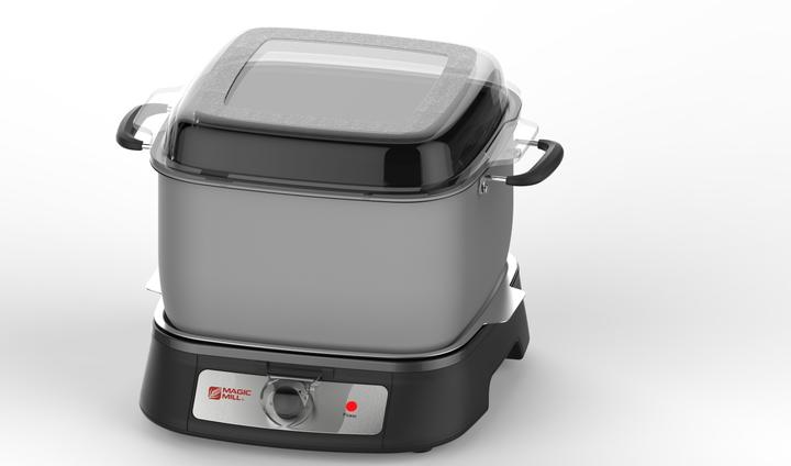 Magic Mill 8Qt Slow Cooker with Handles, 6 Heat Settings, Flat Glass Top, Knob Cover, Oven and Stove Safe CROCKPOT