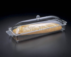 Huang Acrylic Long Acrylic Cake Tray and Cover/ Lid, Clear (17 x 6 x 3.5)