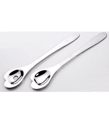 Brilliant Olive Shaped 2 Piece Salad Servers Spoon and Fork Serving Set, Stainless Steel