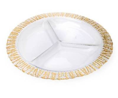 Classic Touch Candy Scalloped Condiment Dip Dish/ Tray with Gold Edge Sectional