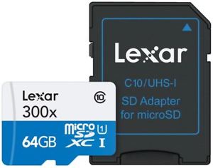 :	Lexar 64GB microSDXC Memory Card High Speed with Adapter