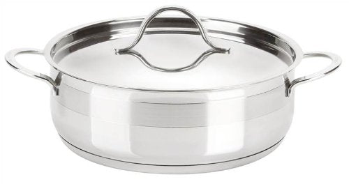 Le Stock Pot 8QT 18/10 Rondeau Shallow Pot with Lid, Stainless Steel - Induction Ready COOKPOT