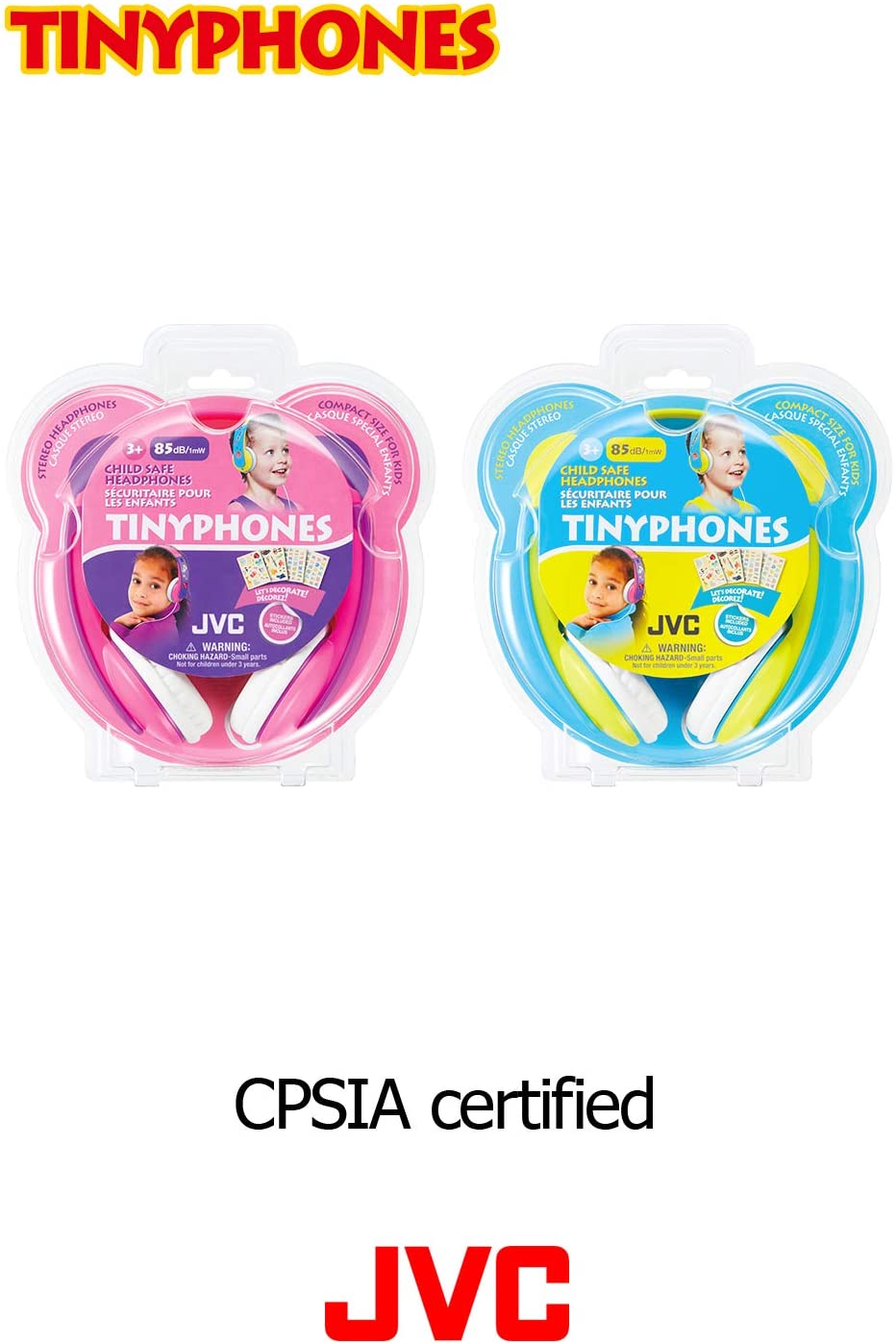 JVC HAKD7P Kid's Headphones, (Pink, Yellow&Blue)