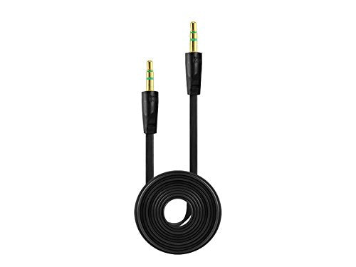 Cellet 3.5mm Flat Wire Audio Aux Cable for Smartphones/Tablets/MP3 Players 3.4 feet - Black