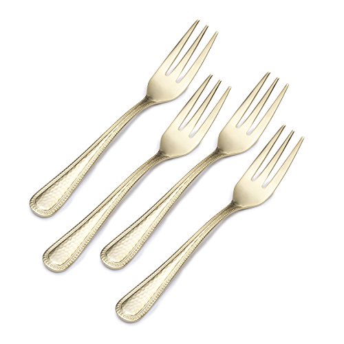 Gourmet Basics by Mikasa Halston Gold Plated Stainless Steel Cocktail Dessert Fork (Set of 4)