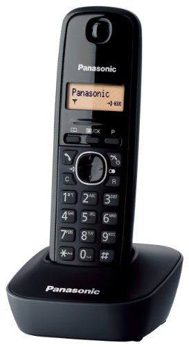 Panasonic KX-TG1611 DECT 220V 1 Handset Cordless Telephone, Black - Caller ID; Alarm - Requires 2x AAA batteries  INTVOLT