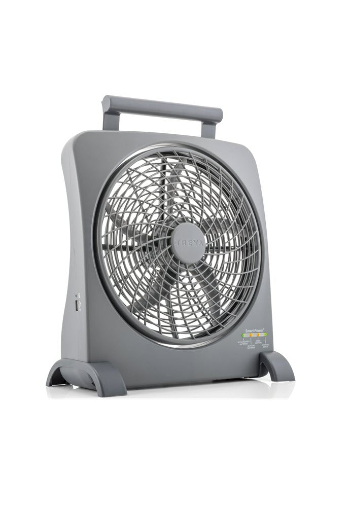O2COOL 10" Smart Power Rechargeable Fan, Gray
