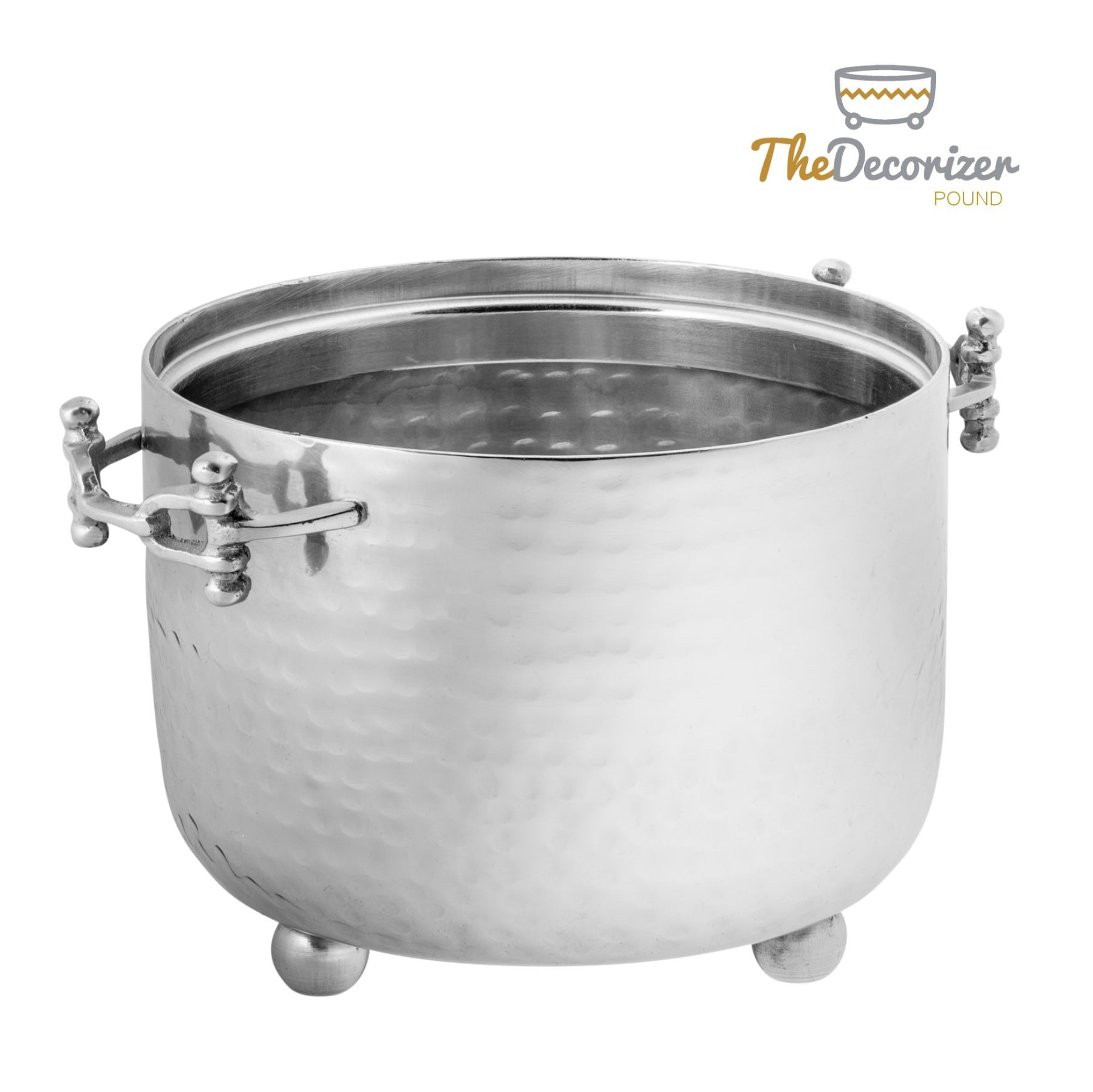 The Decorizer 1/2 Pound Hammered Dip Container Holder With Buckle / Handle - Silver