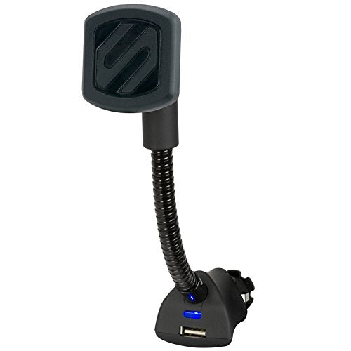 Scosche MAG12V MagicMount Magnetic Power Socket Mount with USB Charging Port for Mobile Devices, Gooseneck, Cigarette Lighter
