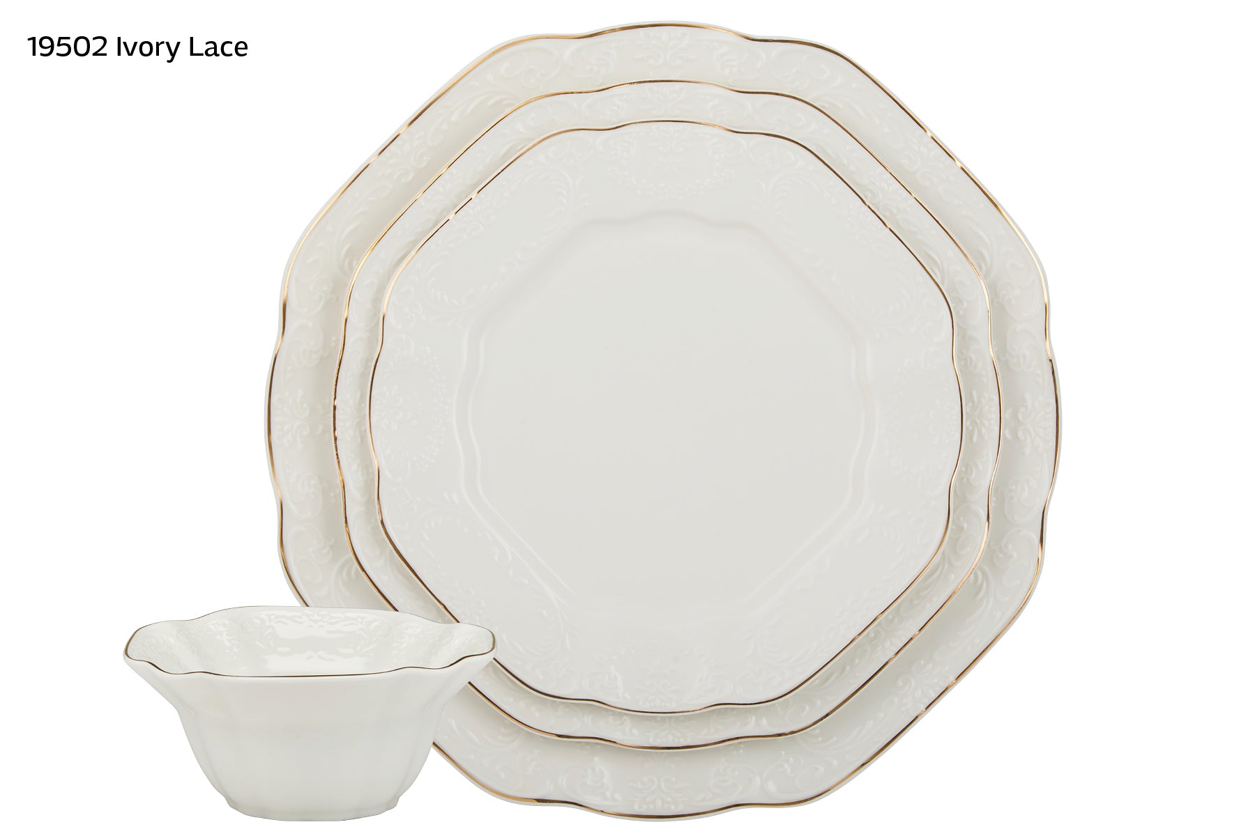 Exquisite Ivory Lace 20 Piece Bone China Dinnerware Set, Service for 4