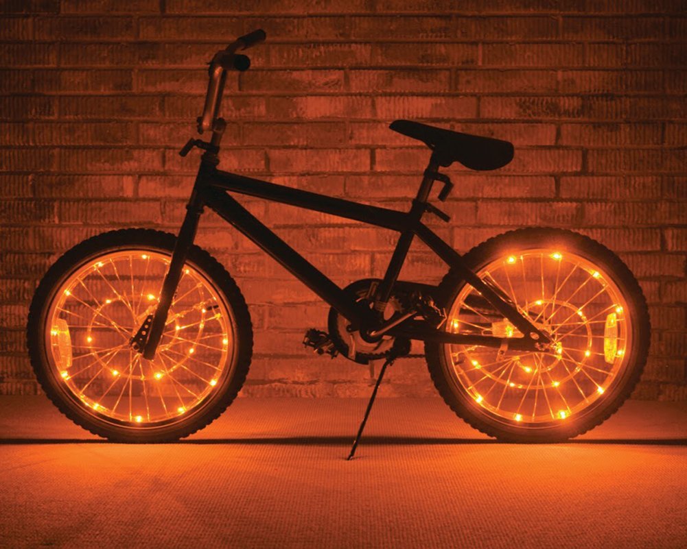 Wheel Brightz LED Bicycle Bike Wheel Light, Orange - Requires 3 AA batteries (not included)