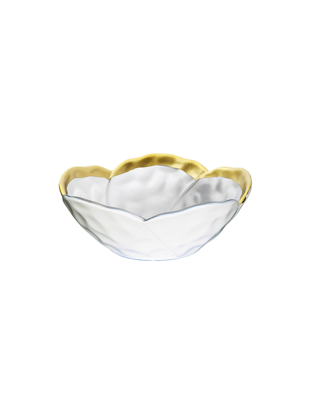 Classic Touch White Porcelain Flower Shaped Bowl with Gold Rim