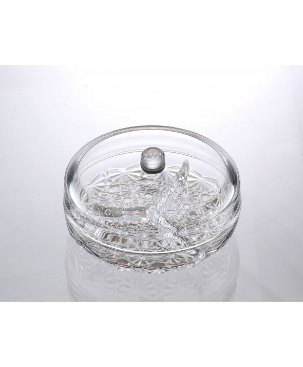 Huang Acrylic 3 Section Round Tray with Cover/Lid