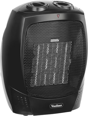 VonHaus 1500W Personal Portable Ceramic Fan Space Heater with 2 Heat Settings & Adjustable Thermostat