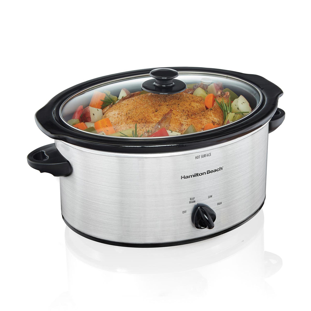 Hamilton Beach 5 Quart Oval Slow Cooker Crock Pot, Silver