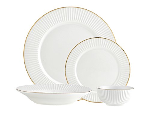Inventure Gold 16 Piece Porcelain Dinnerware Set, Service for 4
