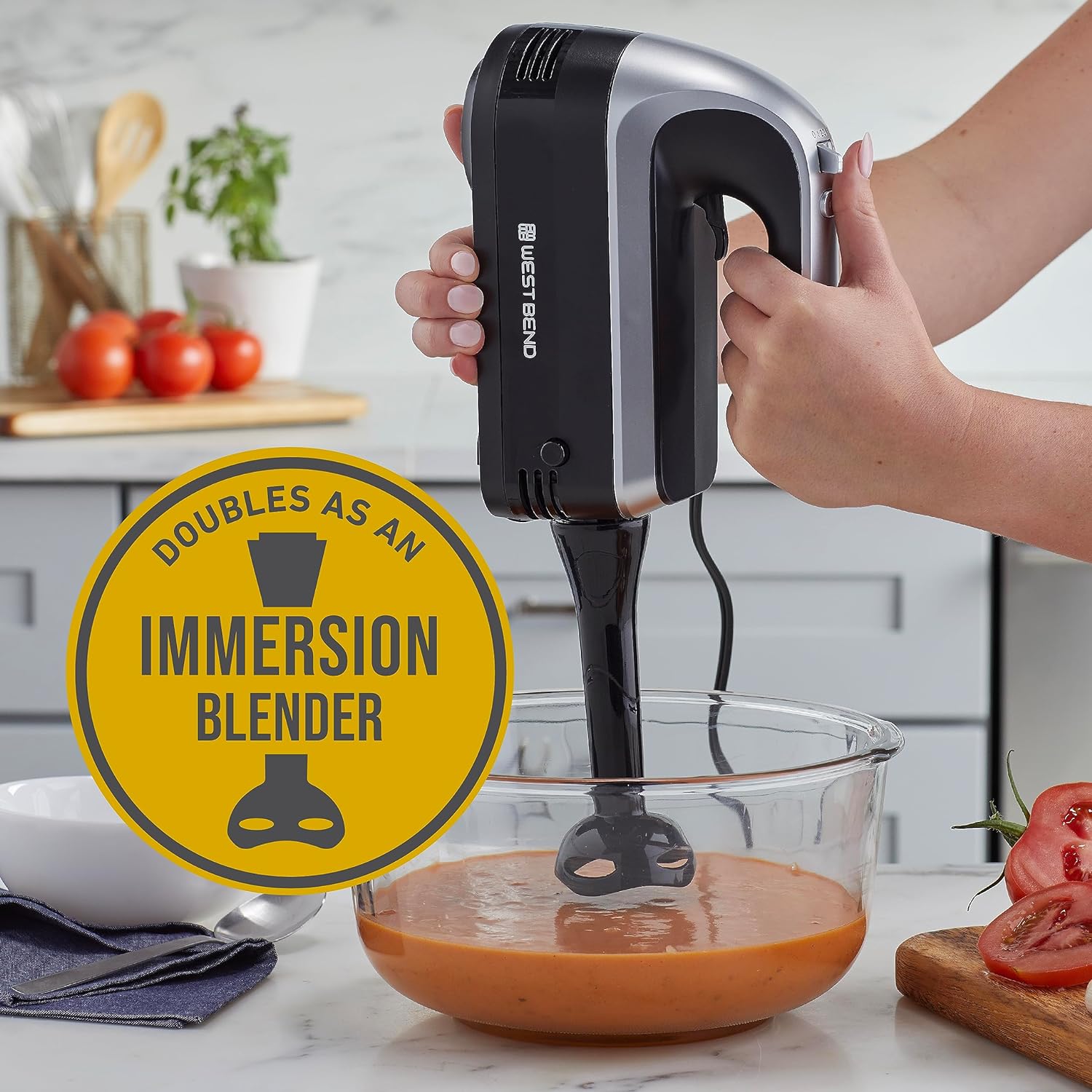 West Bend Hand Mixer Plus with Immersion Blender Attachment