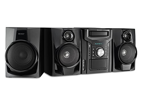 Sharp BHS1050 350W 5 Disc Mini Shelf Speaker/Subwoofer System with Cassette and Bluetooth, AM/FM Digital Tuner, USB Port for MP3 Playback, 350W RMS Power Output and 875W Peak Power, Remote Included