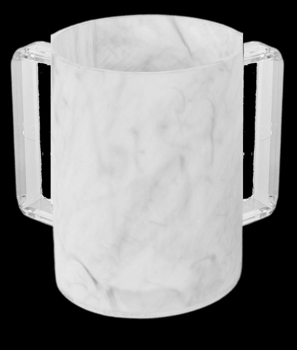 A&M Judaica Marble Acrylic Washing Cup with Clear Handles