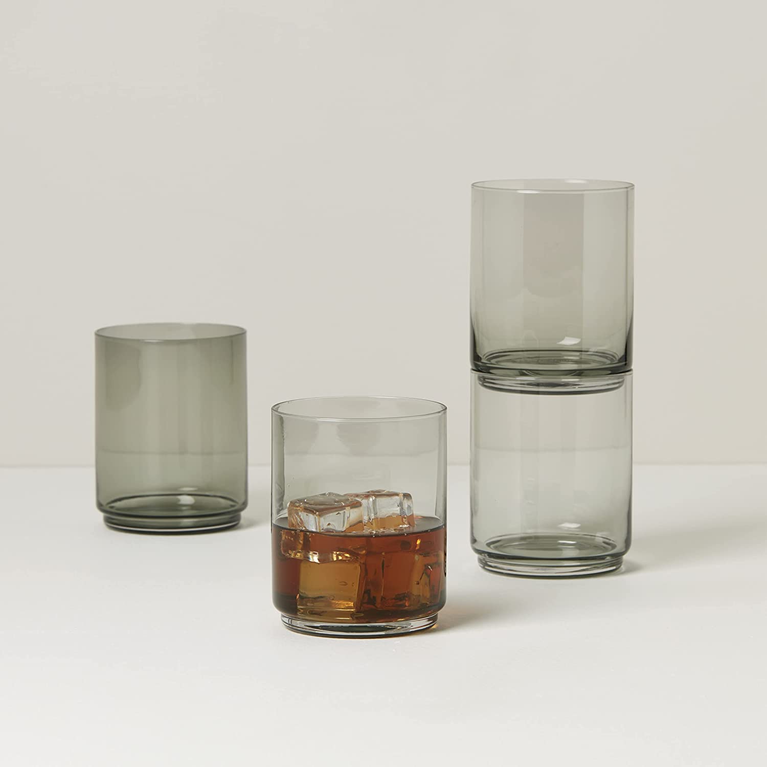 Lenox Tuscany Classics Stackable 4 Piece Tall Glass Set, Smoke