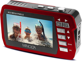 Minolta 48 MP Dual Screen Waterproof Digital Camera - Assorted Colors