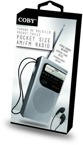 Coby Pocket Size AM/FM Radio, Silver