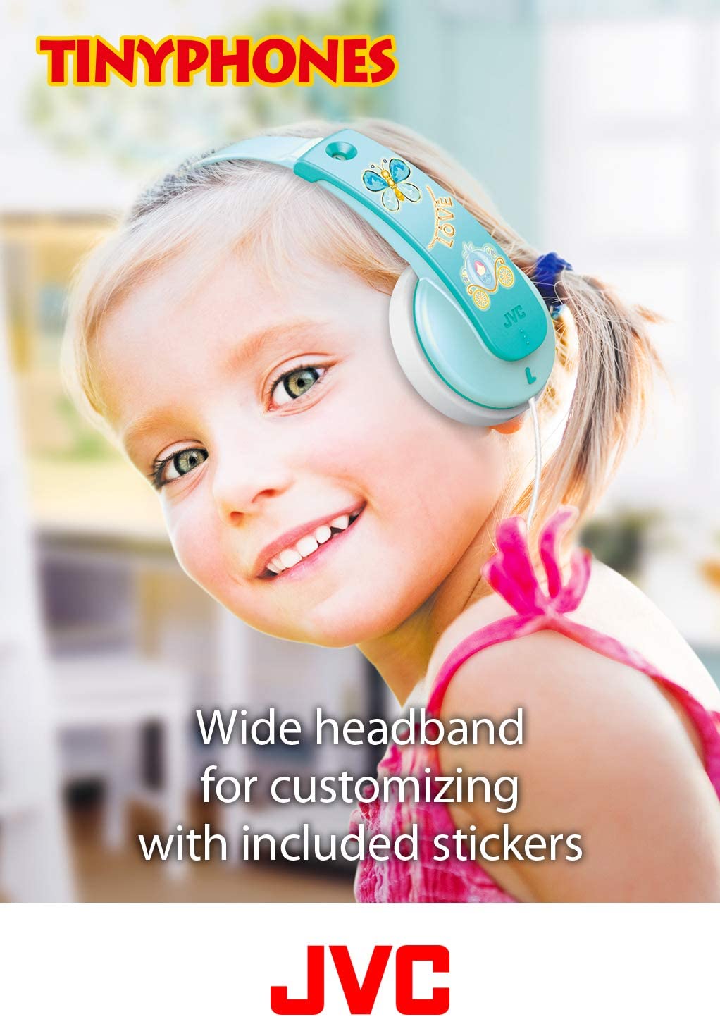 JVC HAKD7P Kid's Headphones, (Pink, Yellow&Blue)