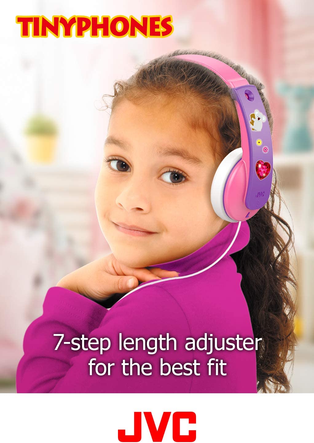 JVC HAKD7P Kid's Headphones, (Pink, Yellow&Blue)