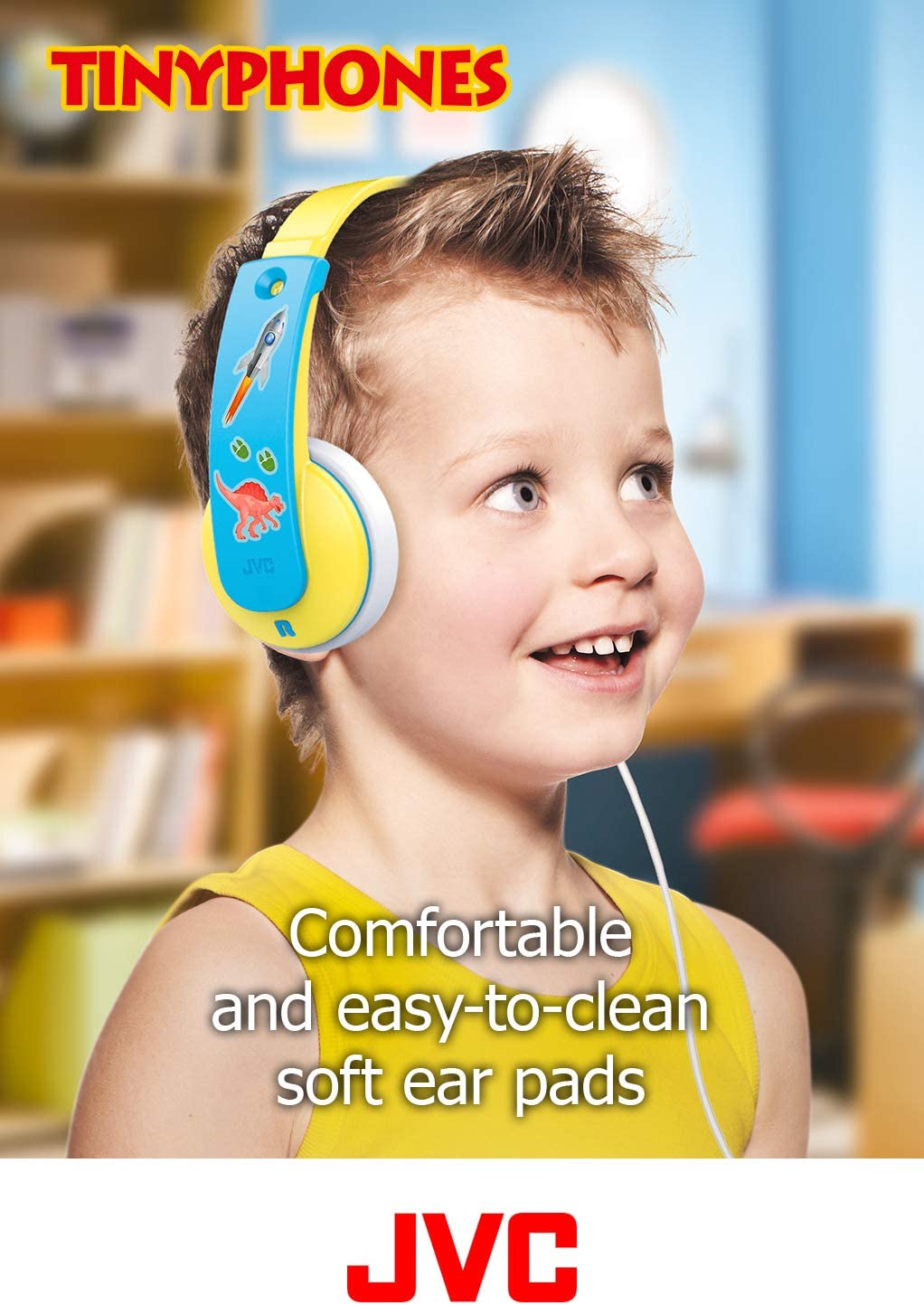 JVC HAKD7P Kid's Headphones, (Pink, Yellow&Blue)