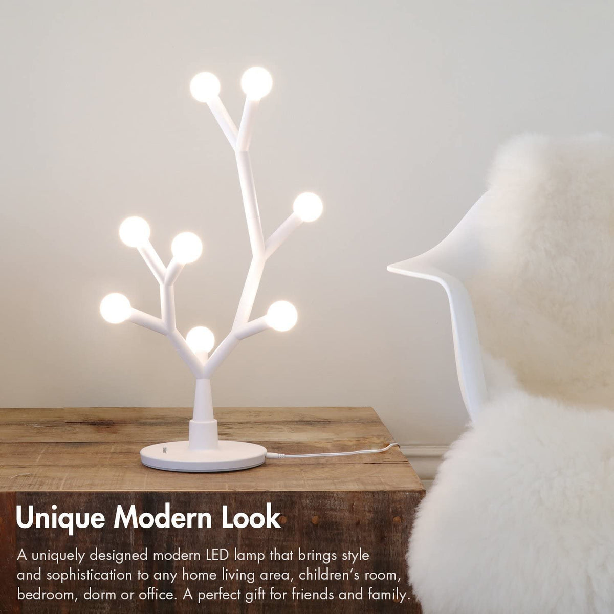 Tenergy Lumi Bloom Modern Table Lamp 8W 750LM LED DIY Nightstand Lamp Transformable for Hundreds Possible Shapes with 8 Warm White Bulbs Creative Stylish Lamp for Living Room Bedroom Office Ideal Gift