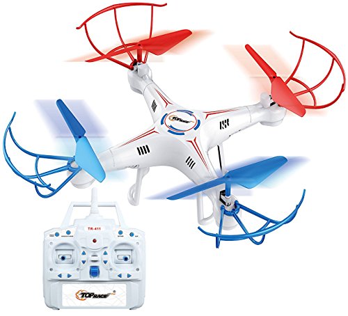 Top Race 4 Channel Quad Copter Drone, Ultra Stable with 1 Key Return & Headless Mode Option
