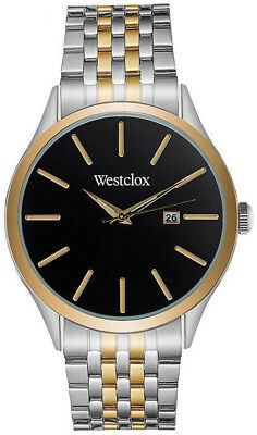 Westclox Men's Stainless-Steel Watch, Two Tone Band/Black Face