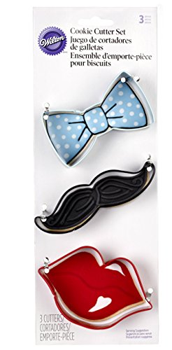 Wilton 3 Piece Cookie Cutters, Tie/Mustache/Lips