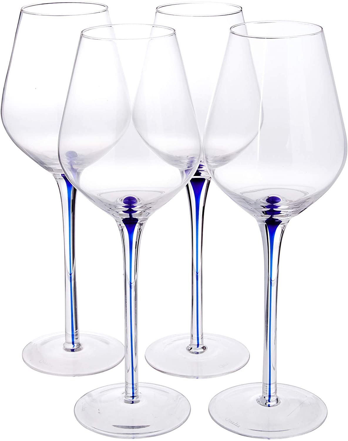 Qualia Tempest 16 Oz Wine Water Goblets  Glasses - Cobalt, Set of 4