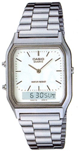 Casio Analog & Digital Watch (White on Silver)