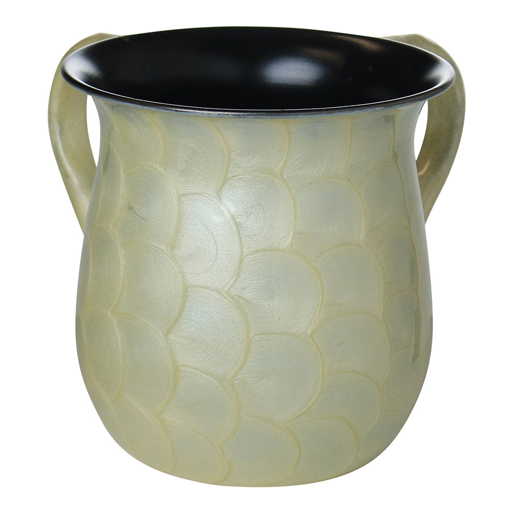 A&M Judaica Washing Cup Stainless Steel Enamel Finish Ivory