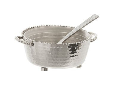 Classic Touch MDLC74N Beaded Dip Bowl Container, Silver/ Nickel DECBOWL