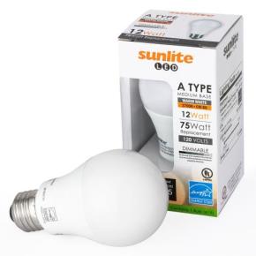 Sunlite 12W LED Bulb, Medium (E26) Base - Warm White - Clear White (75W Equivalent)