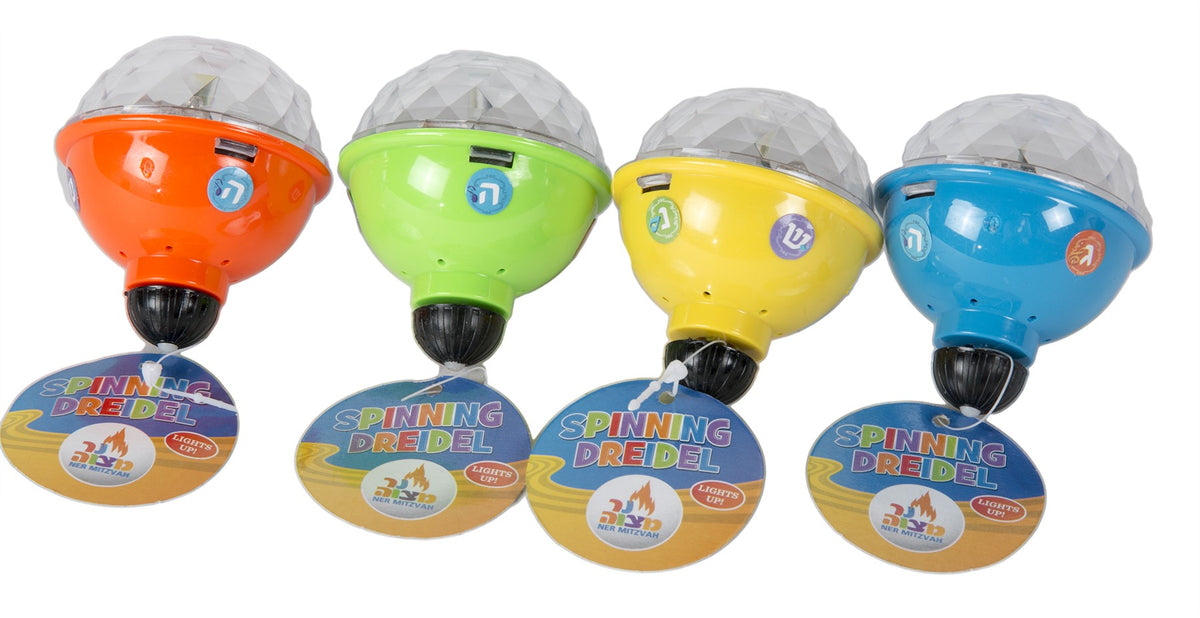 Ner Mitzvah Spinning Lighted Dreidels, Assorted Colors