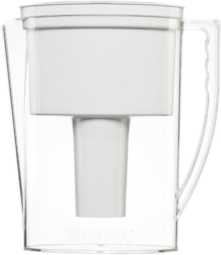 Brita 5 Cup (40 Oz) Slim Water Filtration Plastic Pitcher/Jug with 1 Filter, White