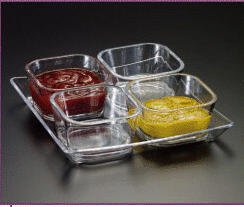 Huang Acrylic 4 Piece Square Bowl with Tray & Serving Spoon Set (7 5/8" x 7 5/8" x 1 7/8")