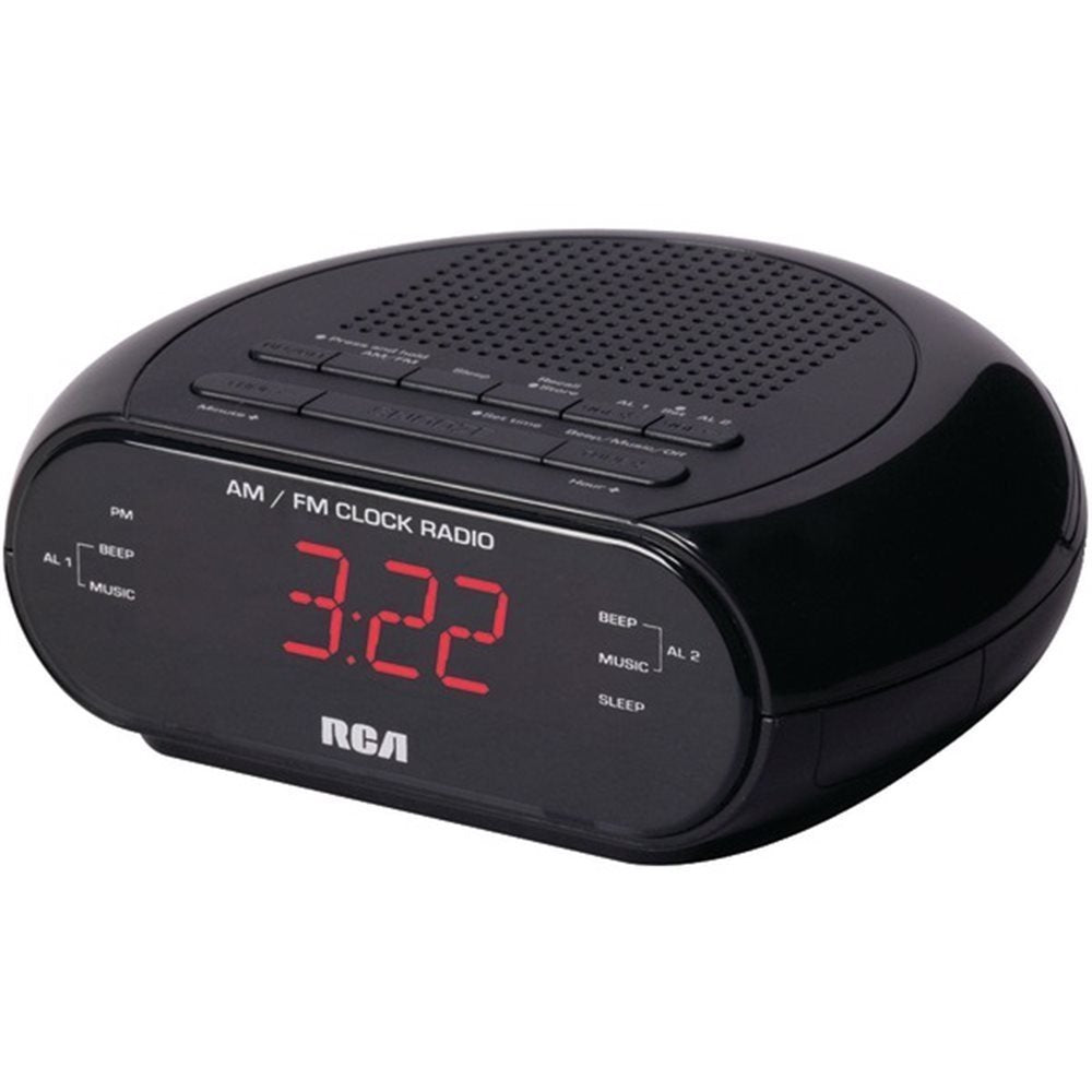 RCA RC205 Dual Wake Alarm Clock Radio AM/FM with Red LED Display