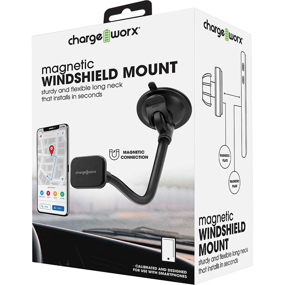Chargeworx Magnetic Windshield Phone Mount With Flexible 14” Neck
