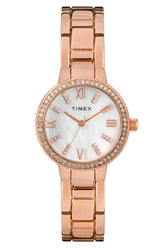 Timex Women's Dress Analog Bracelet Watch with Swarovski Crystals, Rose Gold Tons