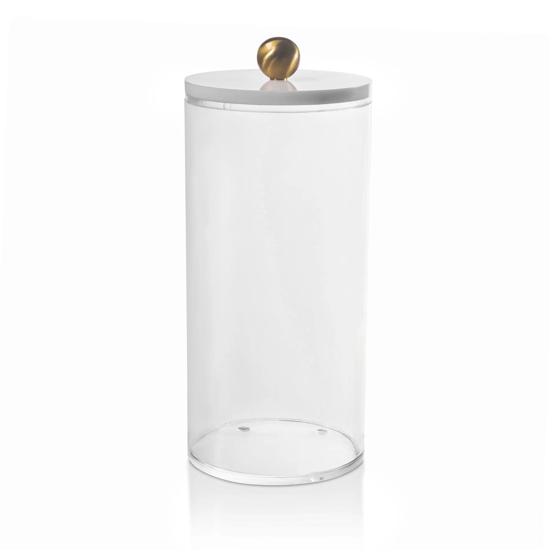 Waterdale Lucite Canister, White and Gold Knob Lid, Magnetic Closure - Assorted Sizes