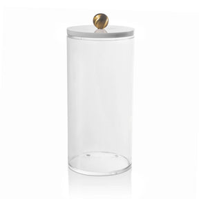 Waterdale Lucite Canister, White and Gold Knob Lid, Magnetic Closure - Assorted Sizes