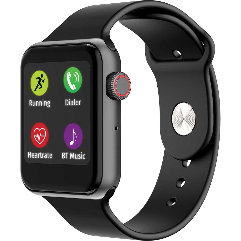 SLIDE Smart Watch with Fitness and Health Features 2.5" Touchscreen - Black