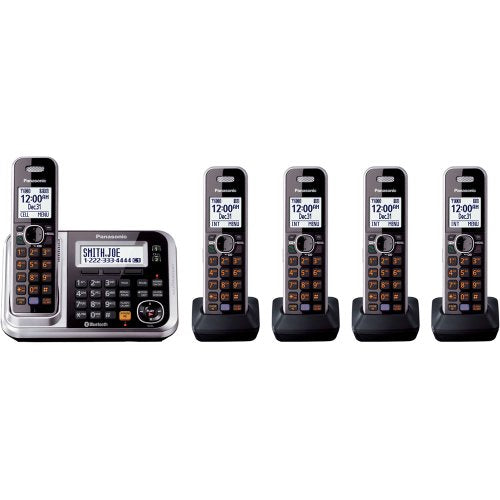 Panasonic KXTG7875S DECT 6.0 5-Handset High Quality Phone System with Answering Capability Link2Cell Bluetooth technology