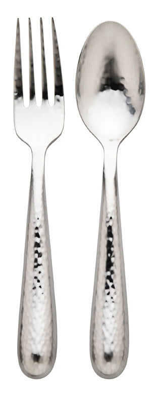 Ricci Argentieri 9801 2 Piece Salad Servers Spoon and Fork Serving Set, Hammered